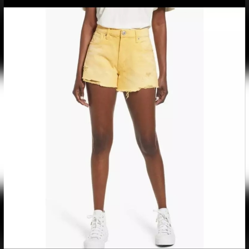 NWT STS Blue Layne 11'' High Rise Shorts Cut-Off Denim Raw Hem Marigold Size 26